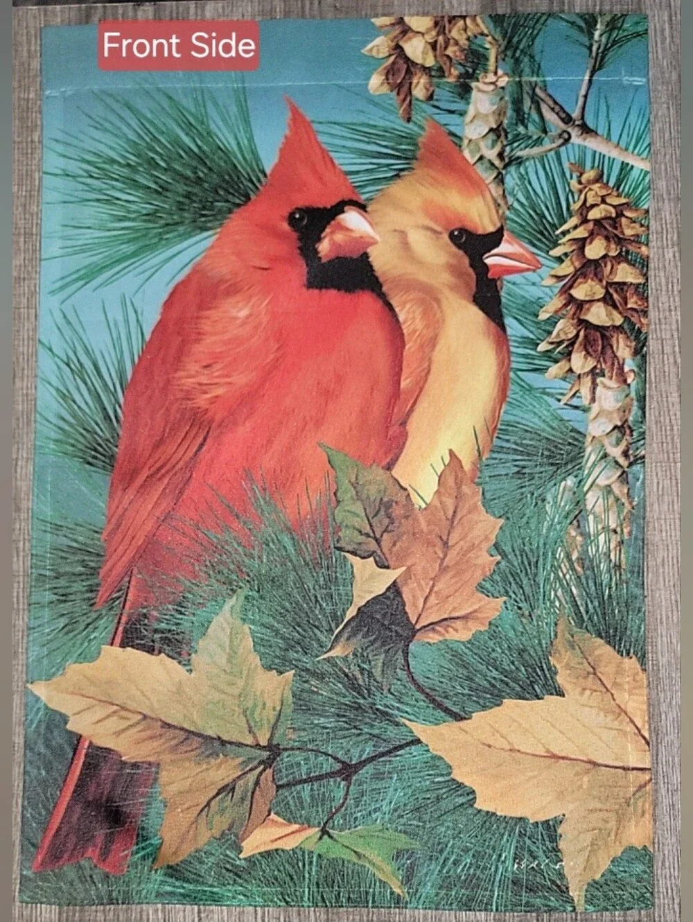 Decorative Winter Garden Flag Multi-colored! Birds, Pine & Leaves